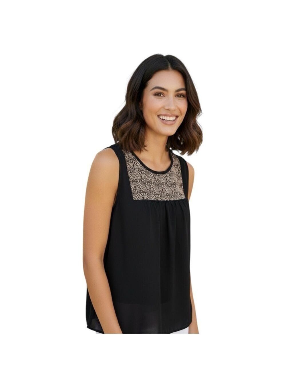 Gap Black Lace Front Sleeveless Top XL